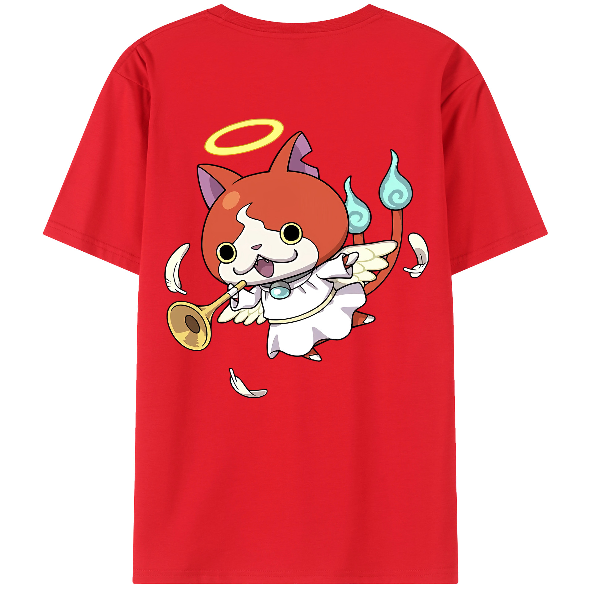 （画像用） 妖怪ウォッチ Yo-kai Watch 綿100％ メンズ半袖Tシャツ（バックプリント） 通気性