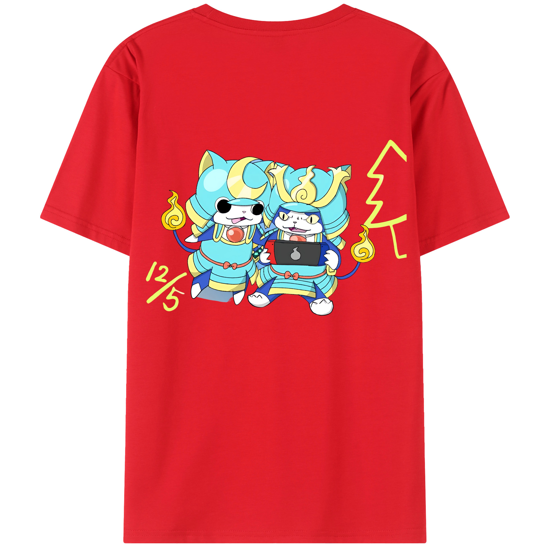 （画像用） 妖怪ウォッチ Yo-kai Watch 綿100％ メンズ半袖Tシャツ（バックプリント） 通気性