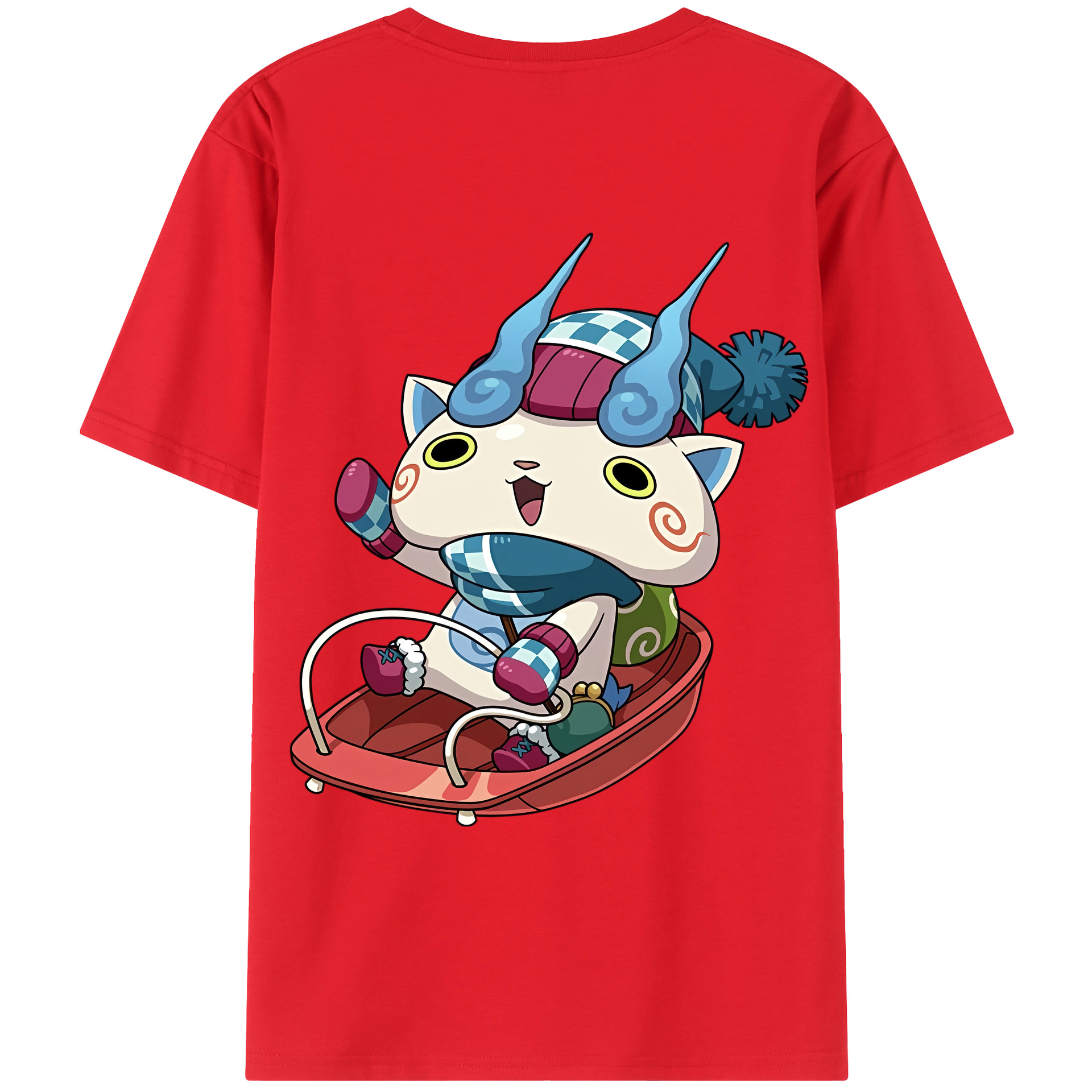 （画像用） 妖怪ウォッチ Yo-kai Watch 綿100％ メンズ半袖Tシャツ（バックプリント） 通気性