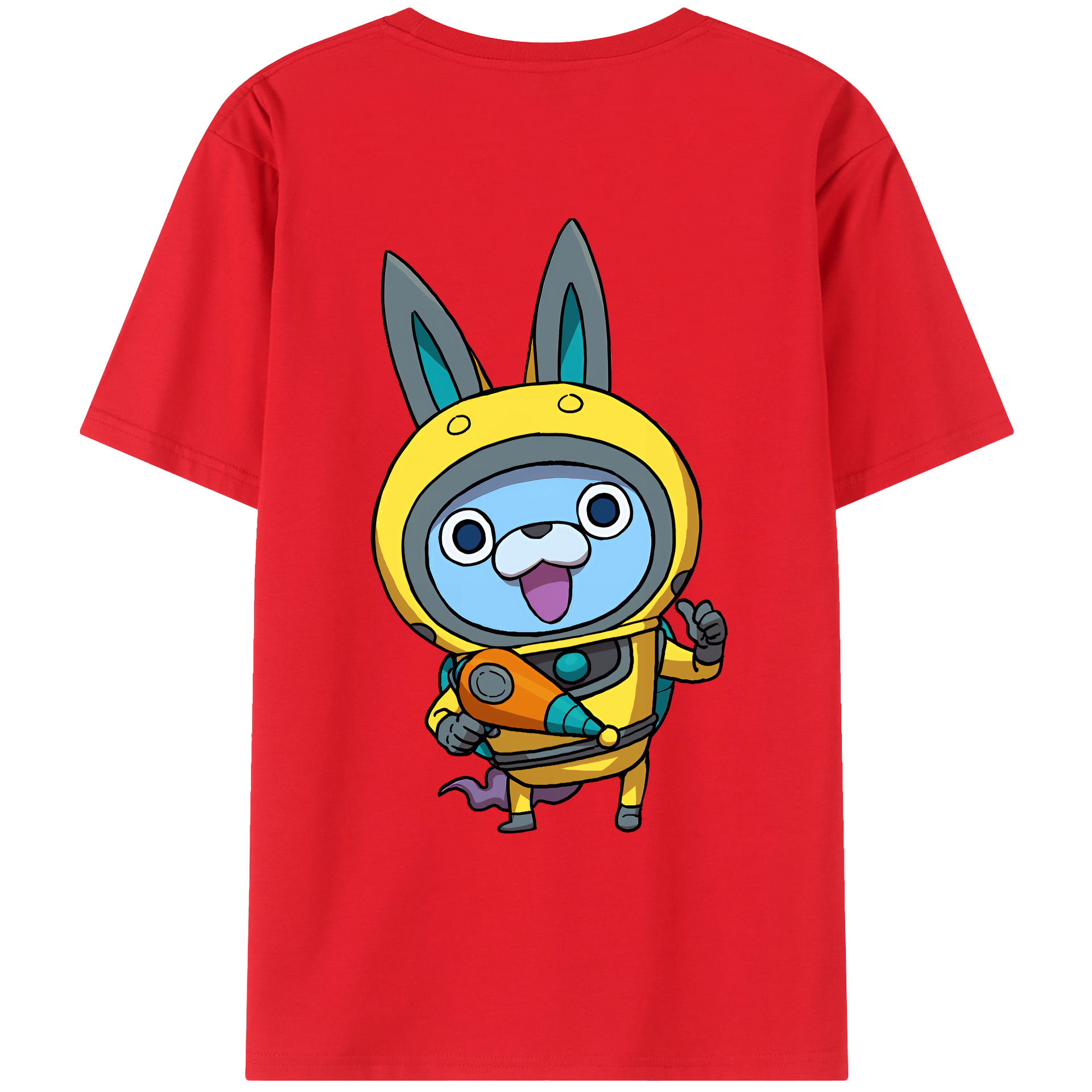 （画像用） 妖怪ウォッチ Yo-kai Watch 綿100％ メンズ半袖Tシャツ（バックプリント） 通気性