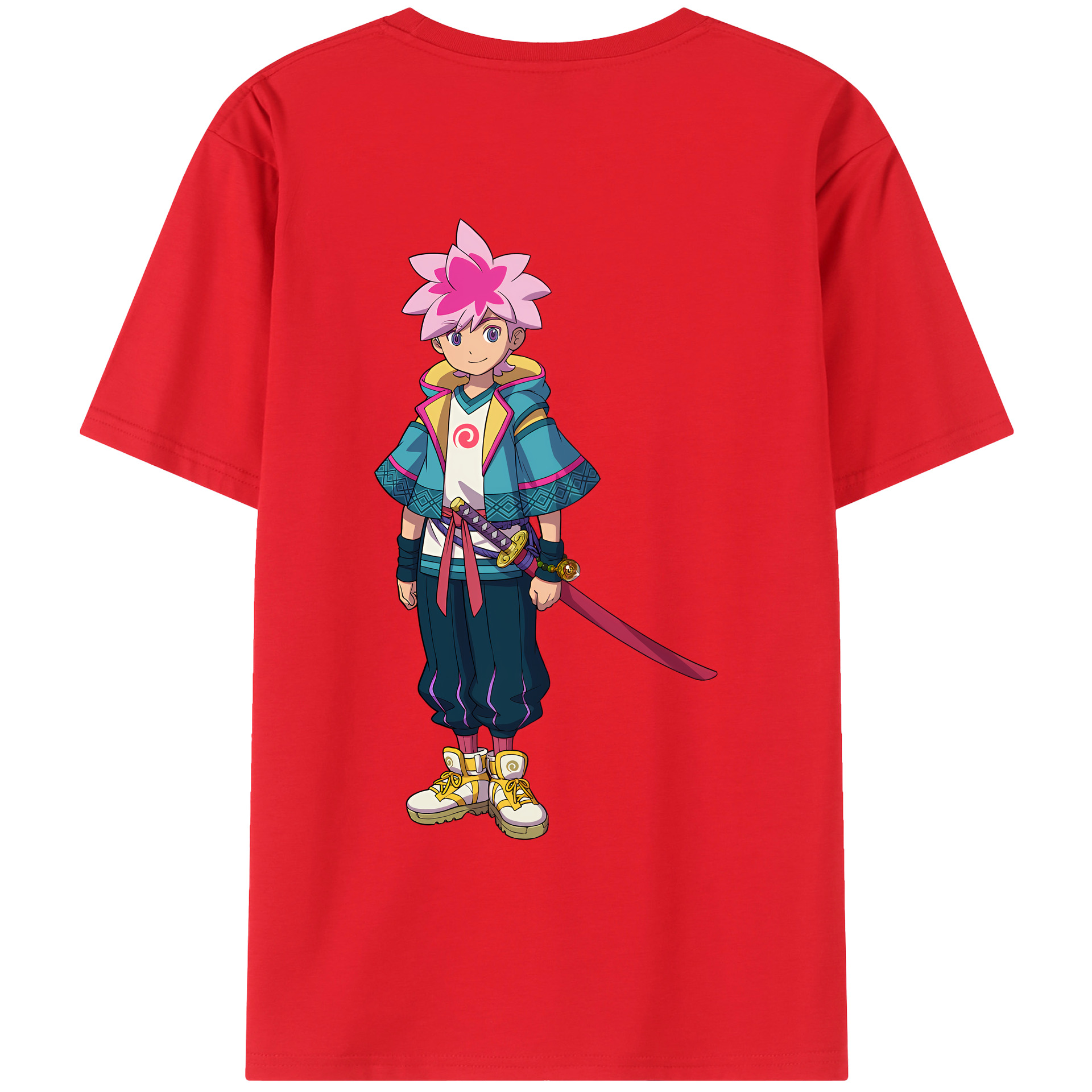 （画像用） 妖怪ウォッチ Yo-kai Watch 綿100％ メンズ半袖Tシャツ（バックプリント） 通気性