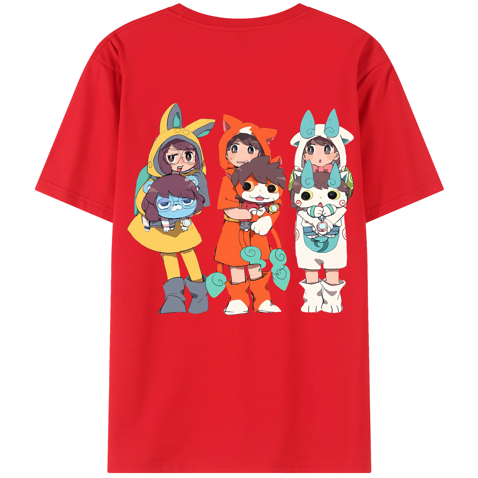 （画像用） 妖怪ウォッチ Yo-kai Watch 綿100％ メンズ半袖Tシャツ（バックプリント） 通気性