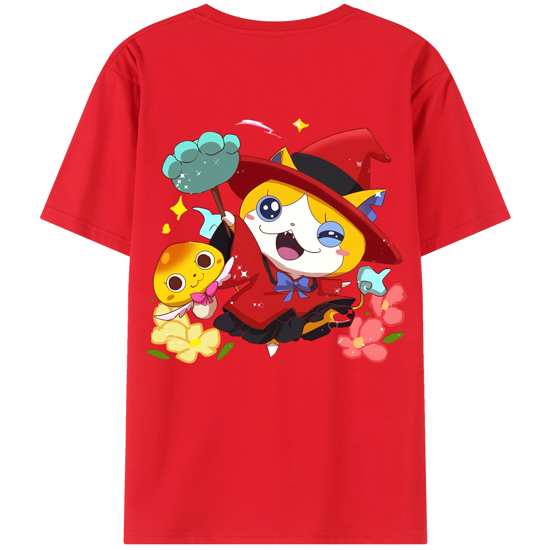 （画像用） 妖怪ウォッチ Yo-kai Watch 綿100％ メンズ半袖Tシャツ（バックプリント） 通気性