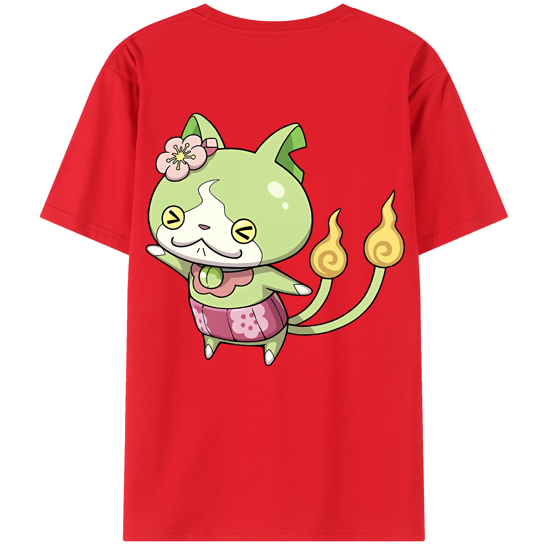 （画像用） 妖怪ウォッチ Yo-kai Watch 綿100％ メンズ半袖Tシャツ（バックプリント） 通気性
