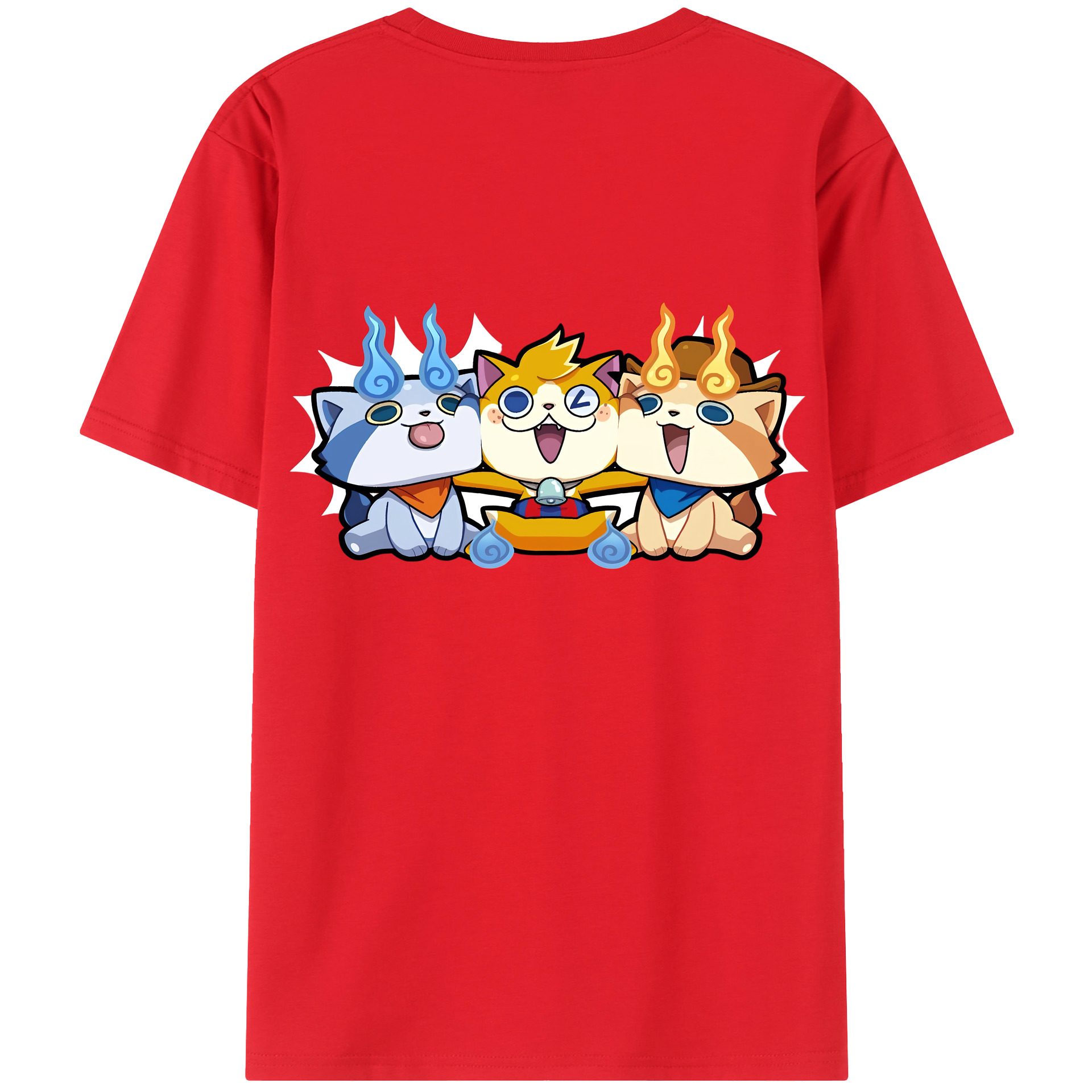 （画像用） 妖怪ウォッチ Yo-kai Watch 綿100％ メンズ半袖Tシャツ（バックプリント） 通気性