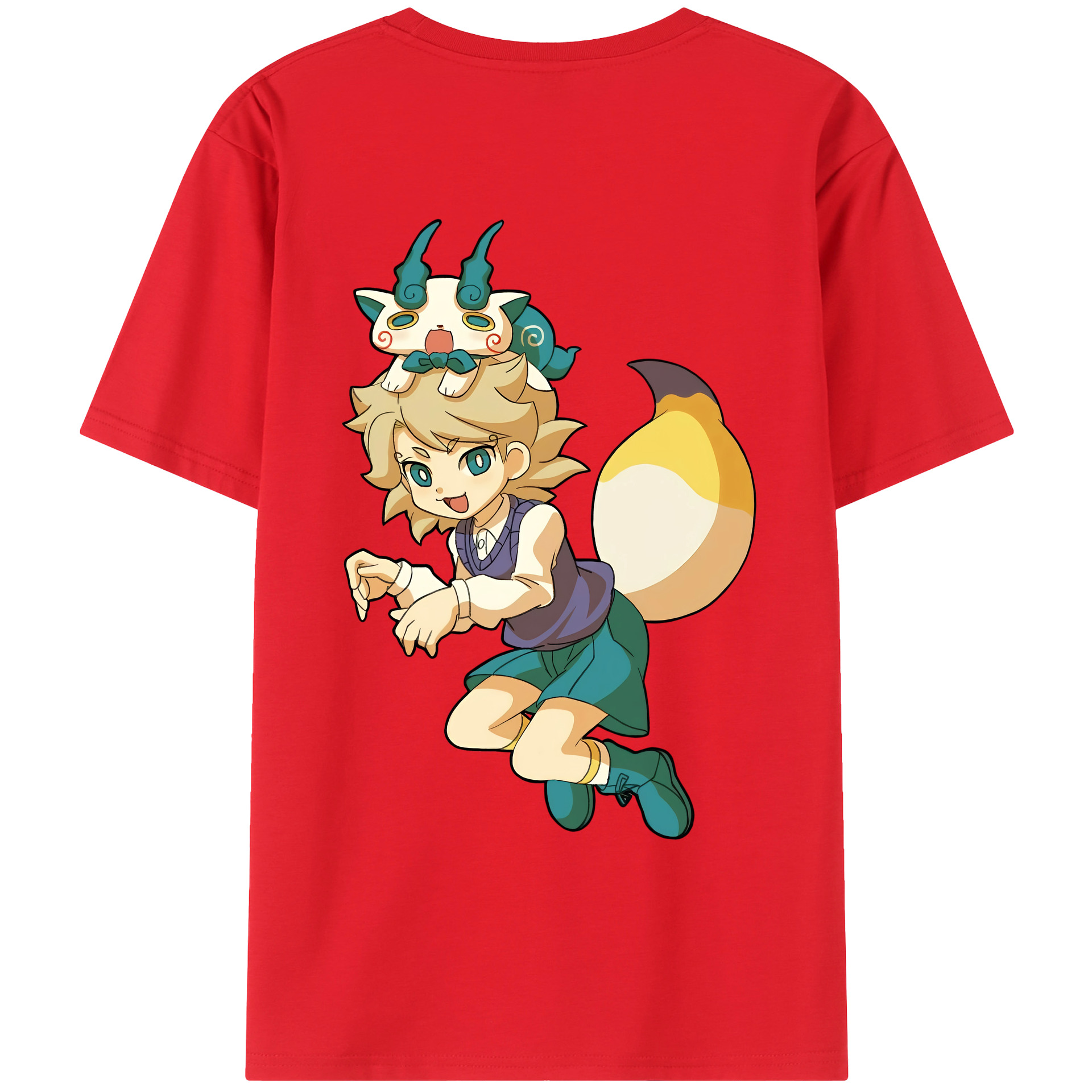 （画像用） 妖怪ウォッチ Yo-kai Watch 綿100％ メンズ半袖Tシャツ（バックプリント） 通気性