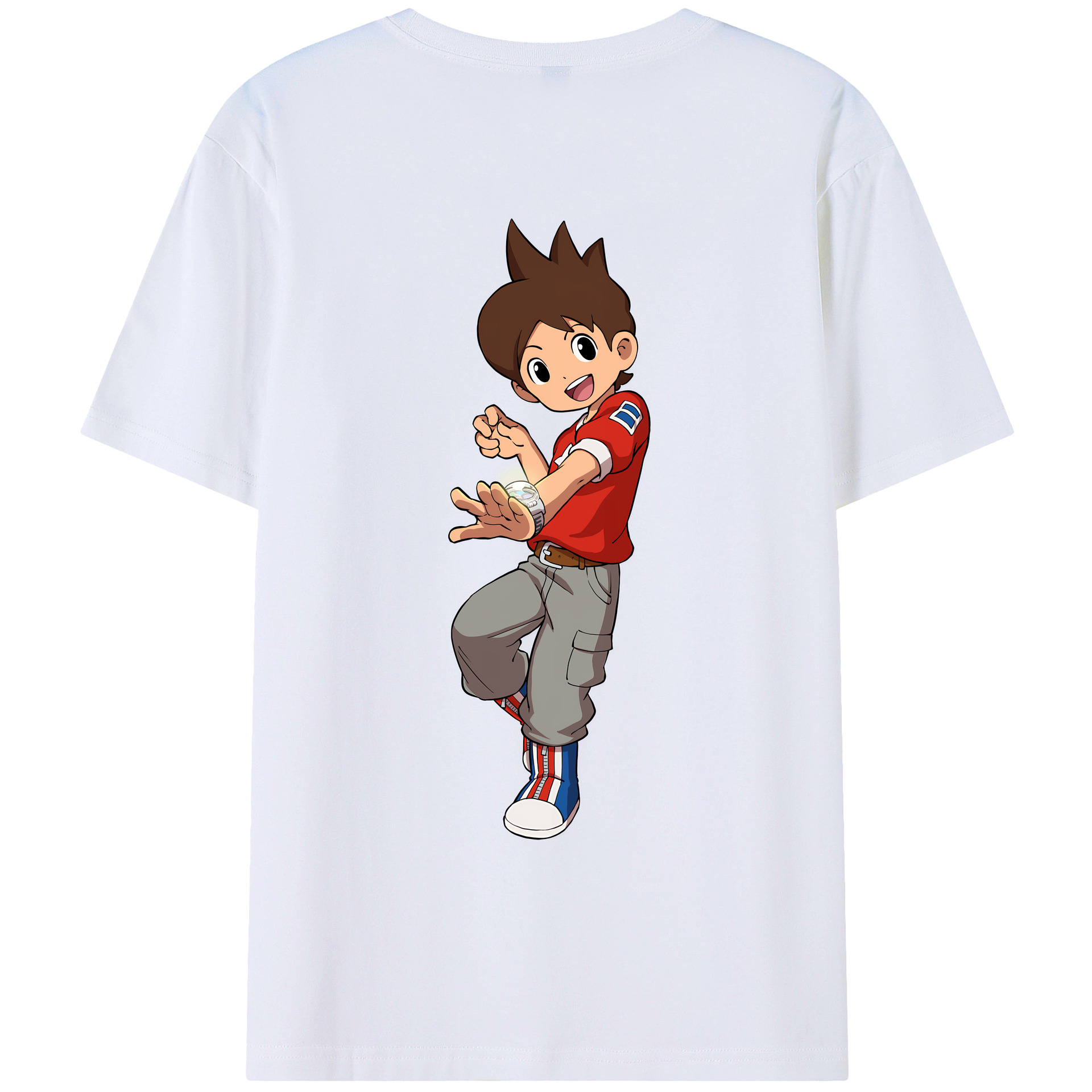 （画像用） 妖怪ウォッチ Yo-kai Watch 綿100％ メンズ半袖Tシャツ（バックプリント） 通気性