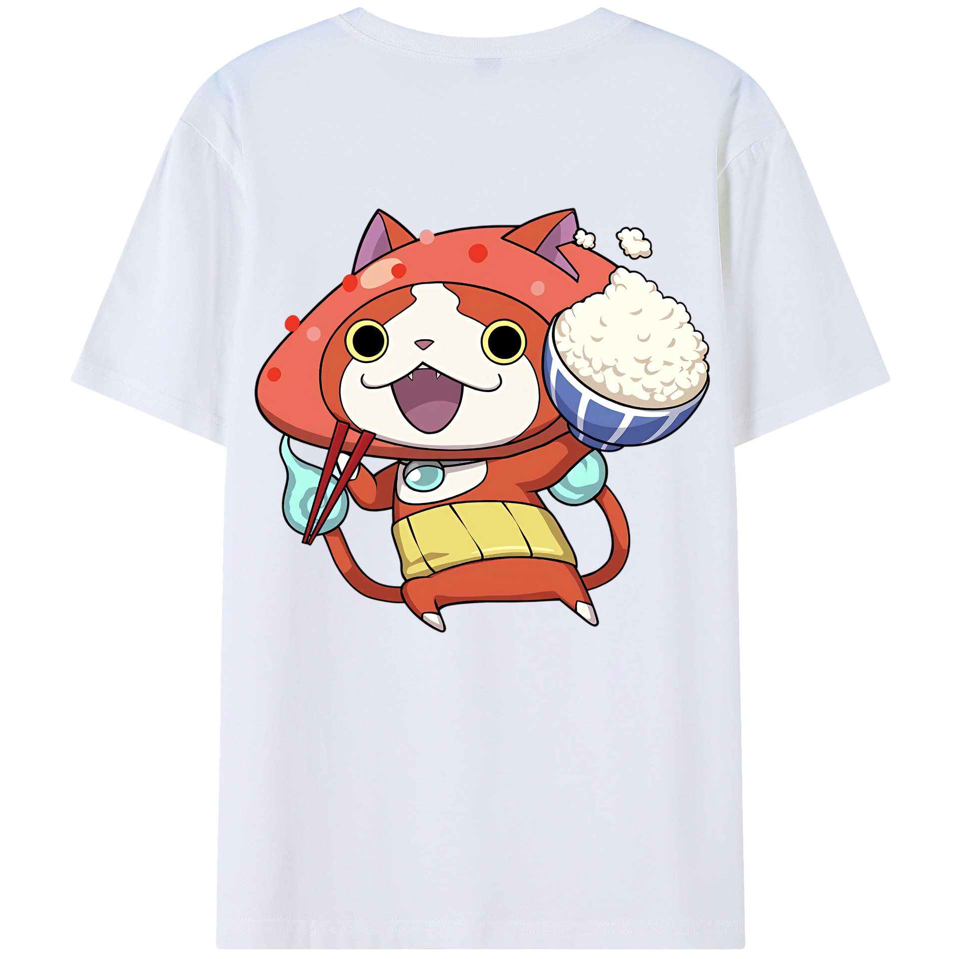 （画像用） 妖怪ウォッチ Yo-kai Watch 綿100％ メンズ半袖Tシャツ（バックプリント） 通気性
