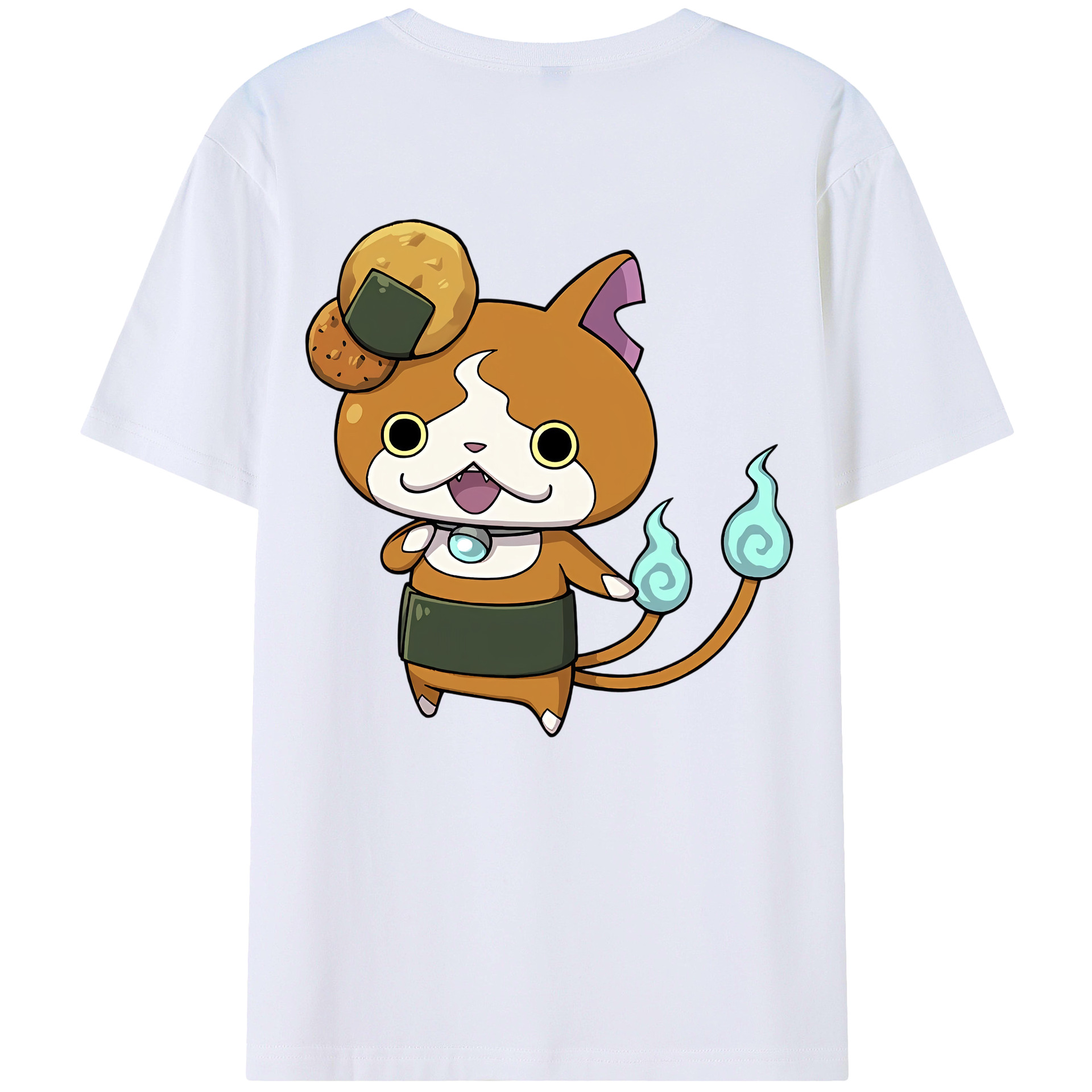（画像用） 妖怪ウォッチ Yo-kai Watch 綿100％ メンズ半袖Tシャツ（バックプリント） 通気性