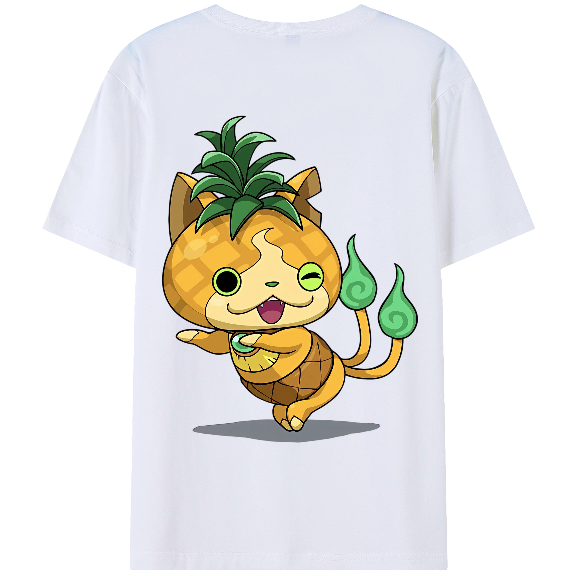 （画像用） 妖怪ウォッチ Yo-kai Watch 綿100％ メンズ半袖Tシャツ（バックプリント） 通気性