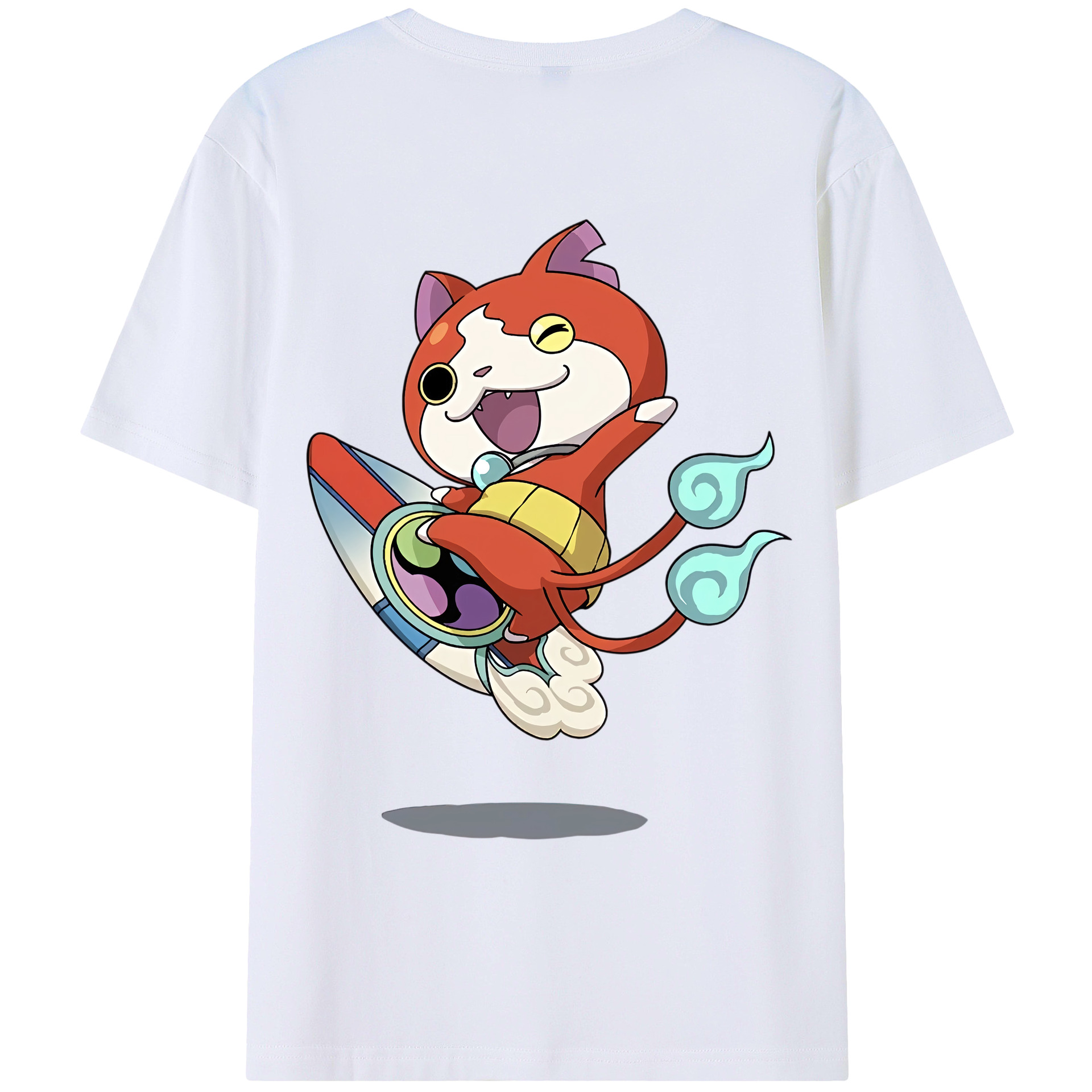 （画像用） 妖怪ウォッチ Yo-kai Watch 綿100％ メンズ半袖Tシャツ（バックプリント） 通気性