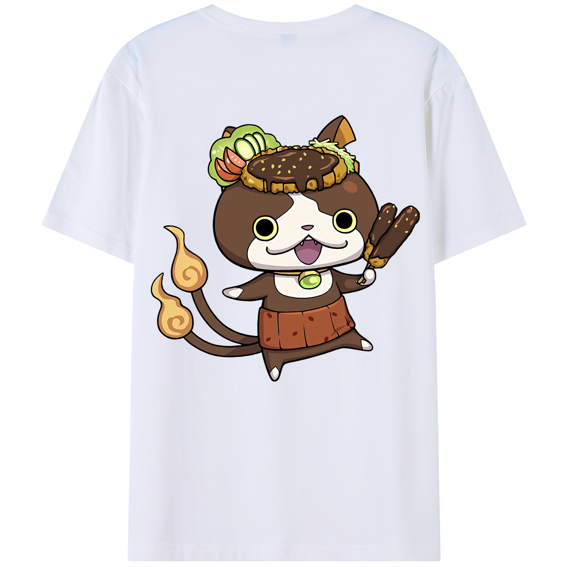 （画像用） 妖怪ウォッチ Yo-kai Watch 綿100％ メンズ半袖Tシャツ（バックプリント） 通気性