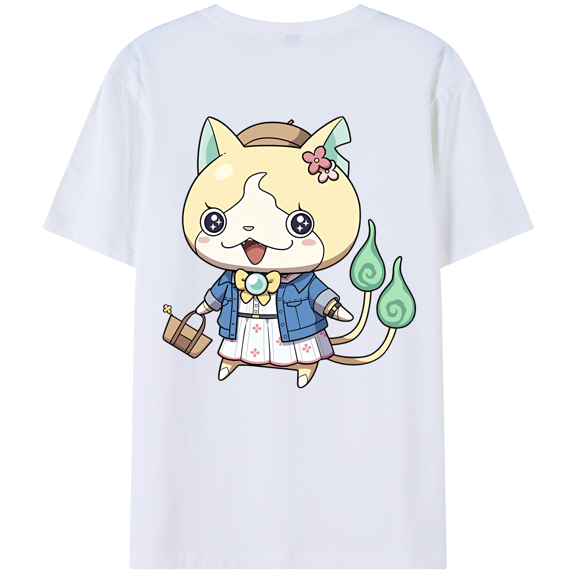 （画像用） 妖怪ウォッチ Yo-kai Watch 綿100％ メンズ半袖Tシャツ（バックプリント） 通気性