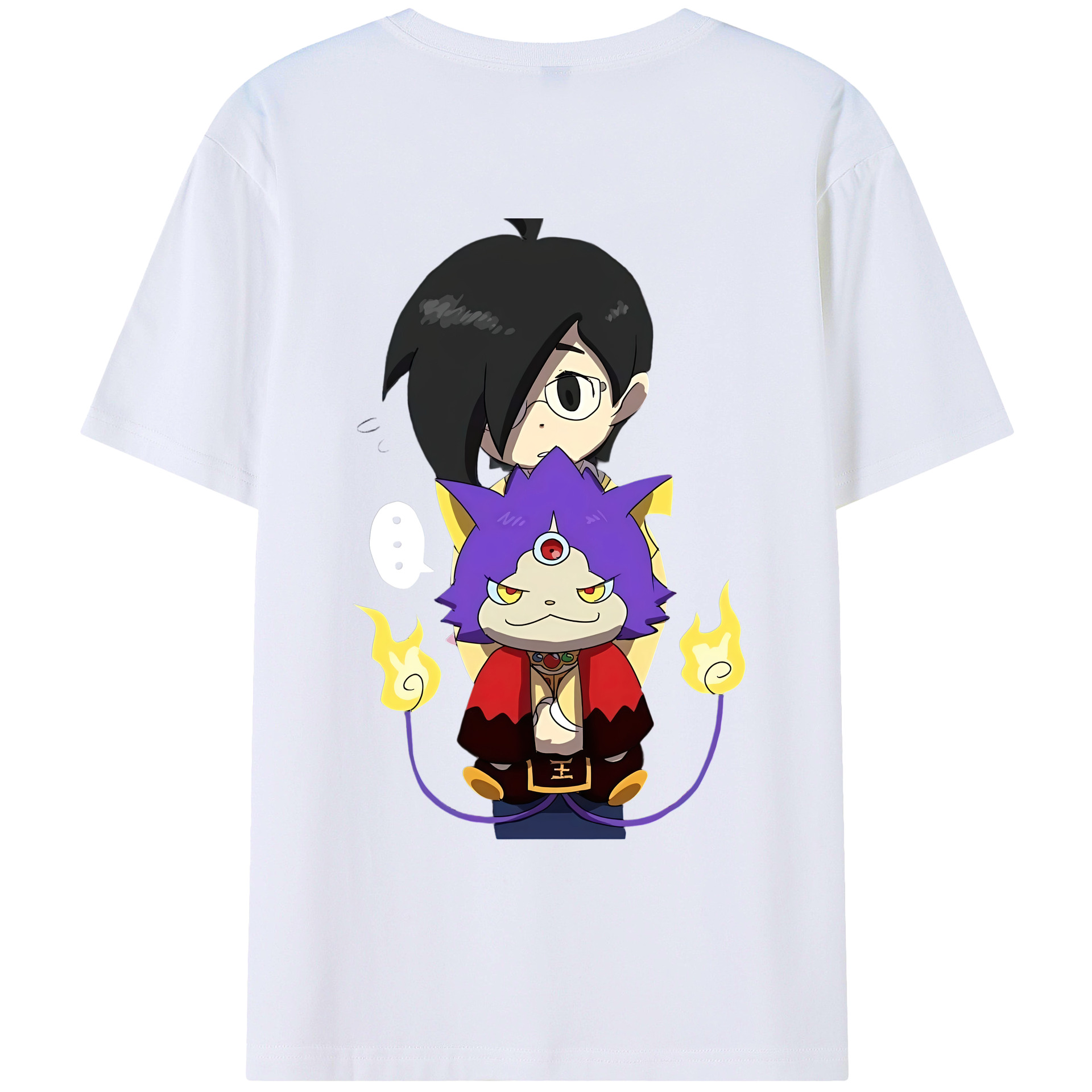 （画像用） 妖怪ウォッチ Yo-kai Watch 綿100％ メンズ半袖Tシャツ（バックプリント） 通気性