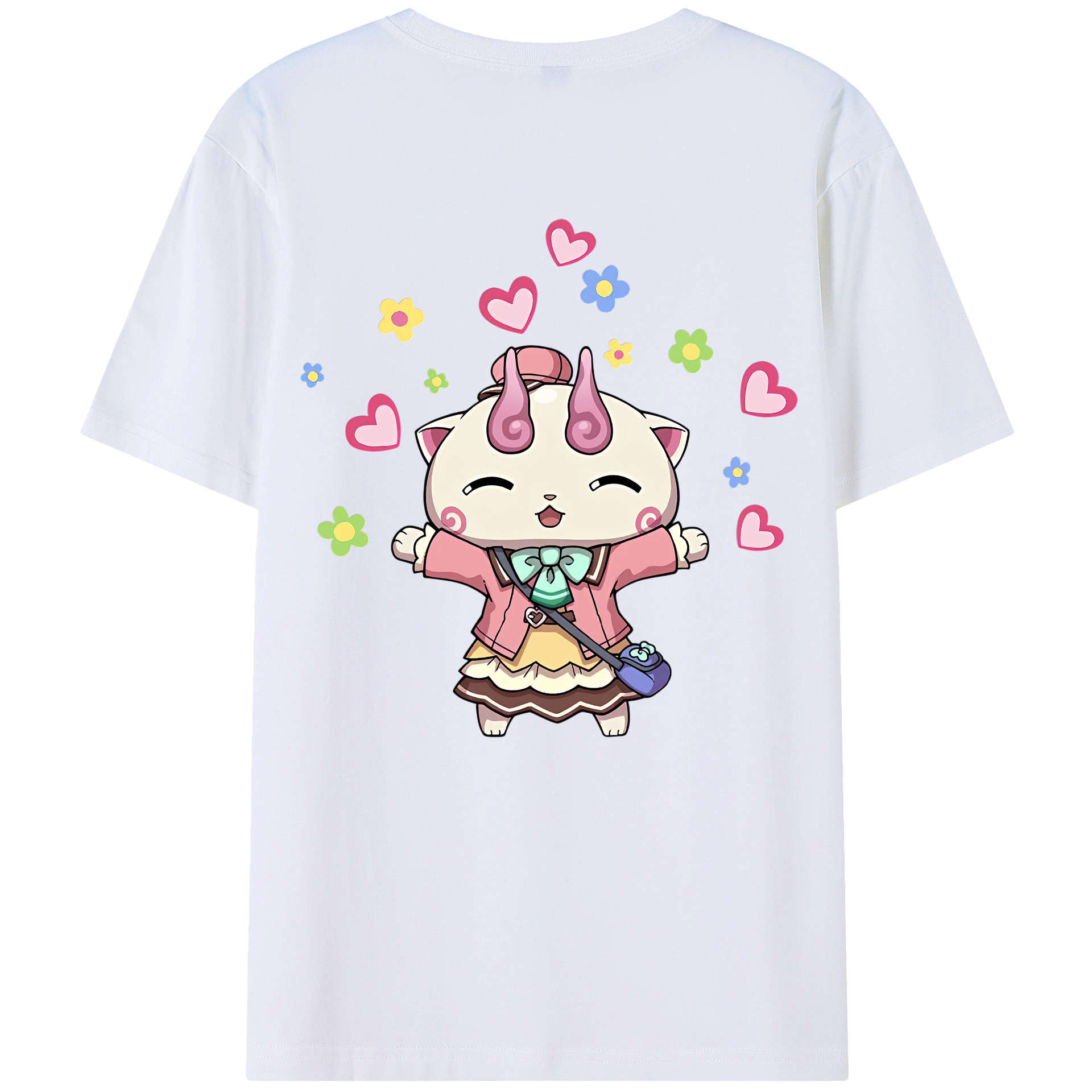 （画像用） 妖怪ウォッチ Yo-kai Watch 綿100％ メンズ半袖Tシャツ（バックプリント） 通気性