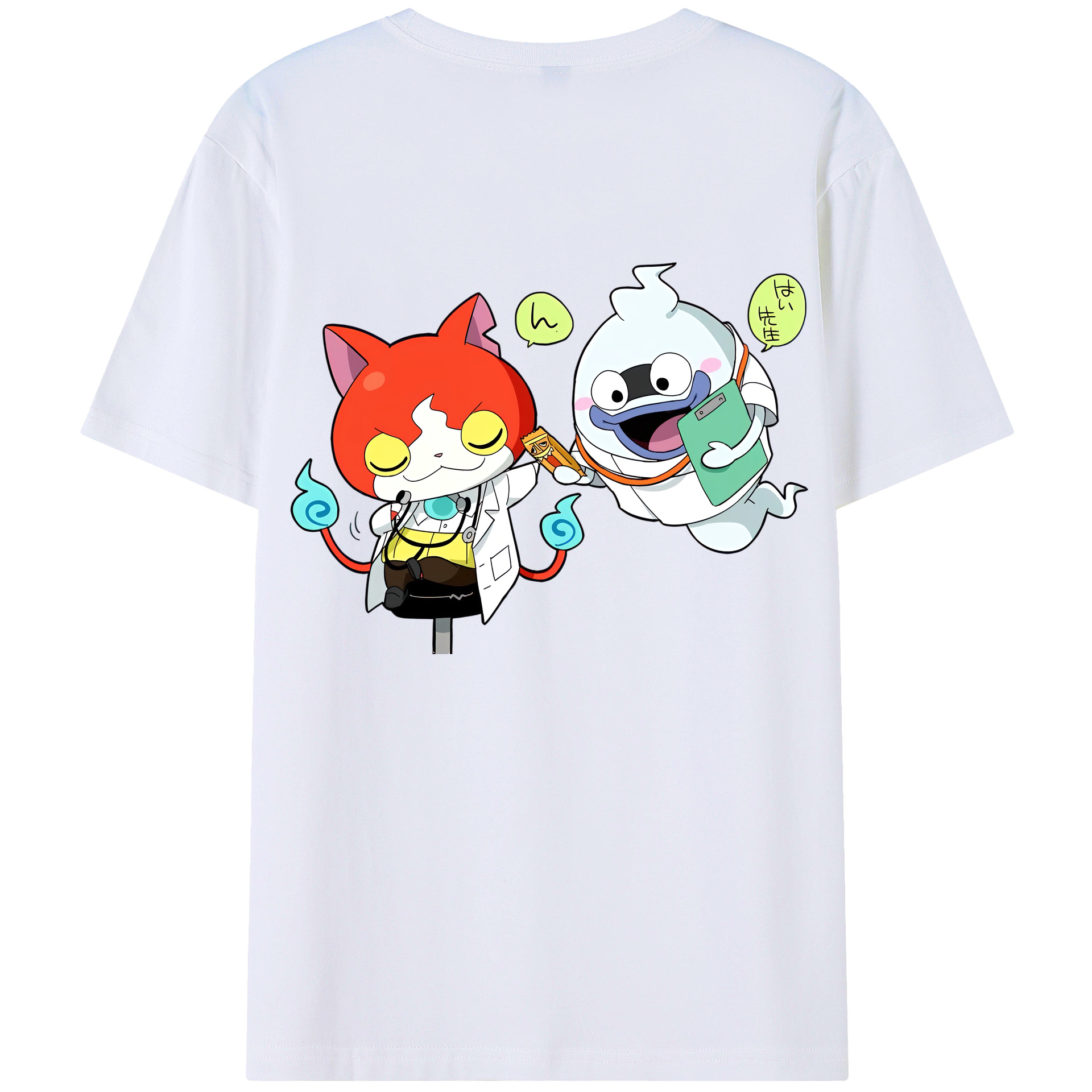 （画像用） 妖怪ウォッチ Yo-kai Watch 綿100％ メンズ半袖Tシャツ（バックプリント） 通気性