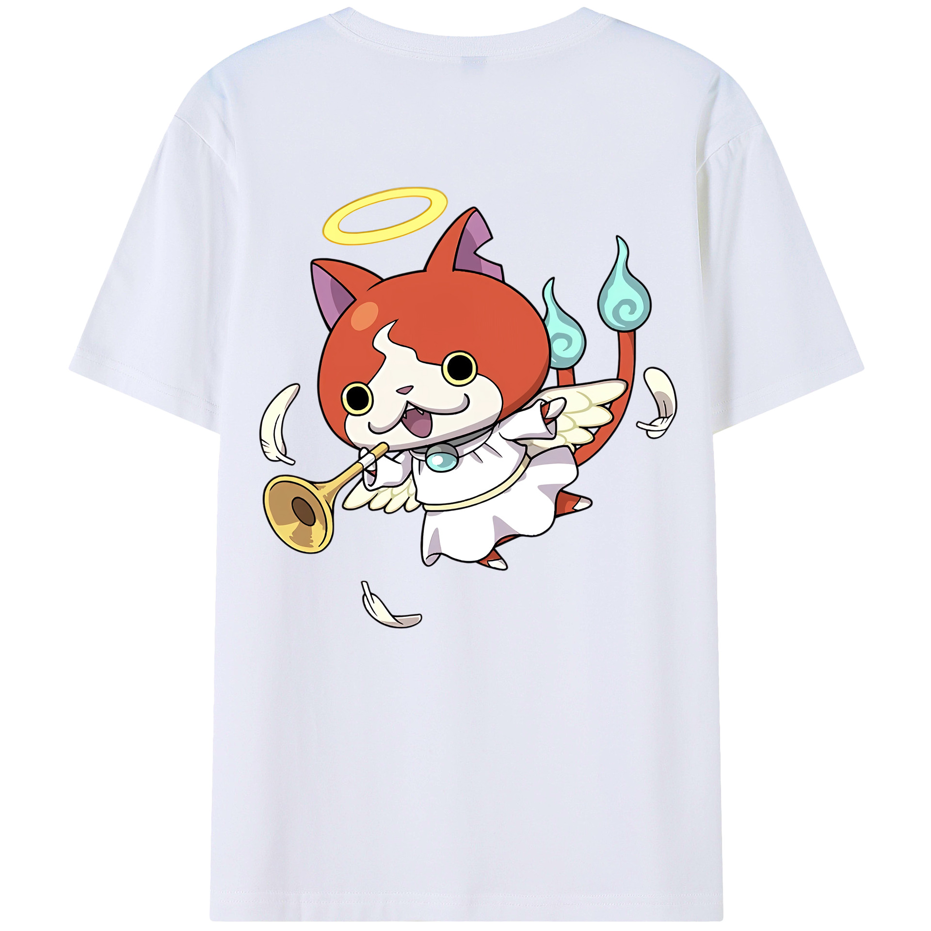 （画像用） 妖怪ウォッチ Yo-kai Watch 綿100％ メンズ半袖Tシャツ（バックプリント） 通気性