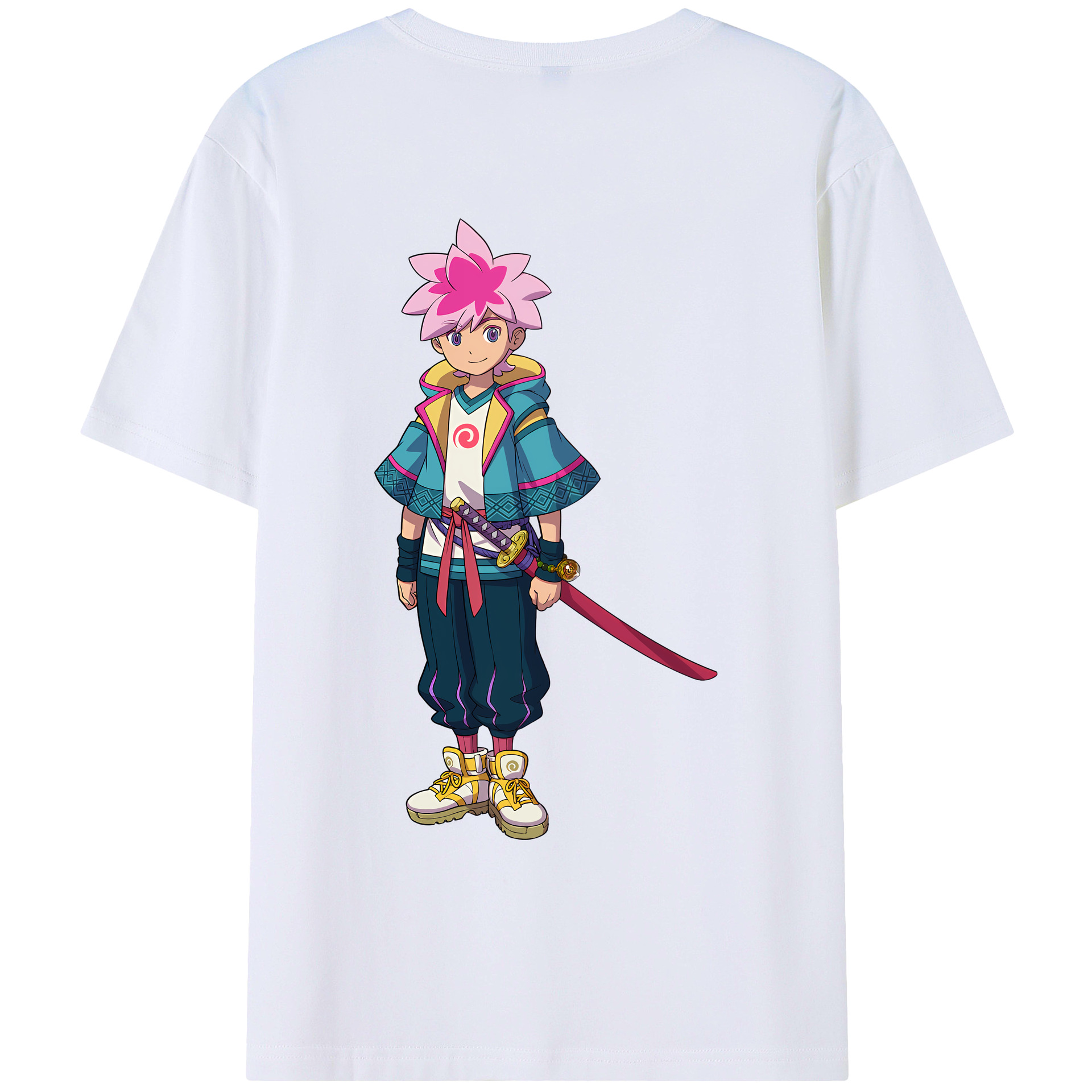 （画像用） 妖怪ウォッチ Yo-kai Watch 綿100％ メンズ半袖Tシャツ（バックプリント） 通気性