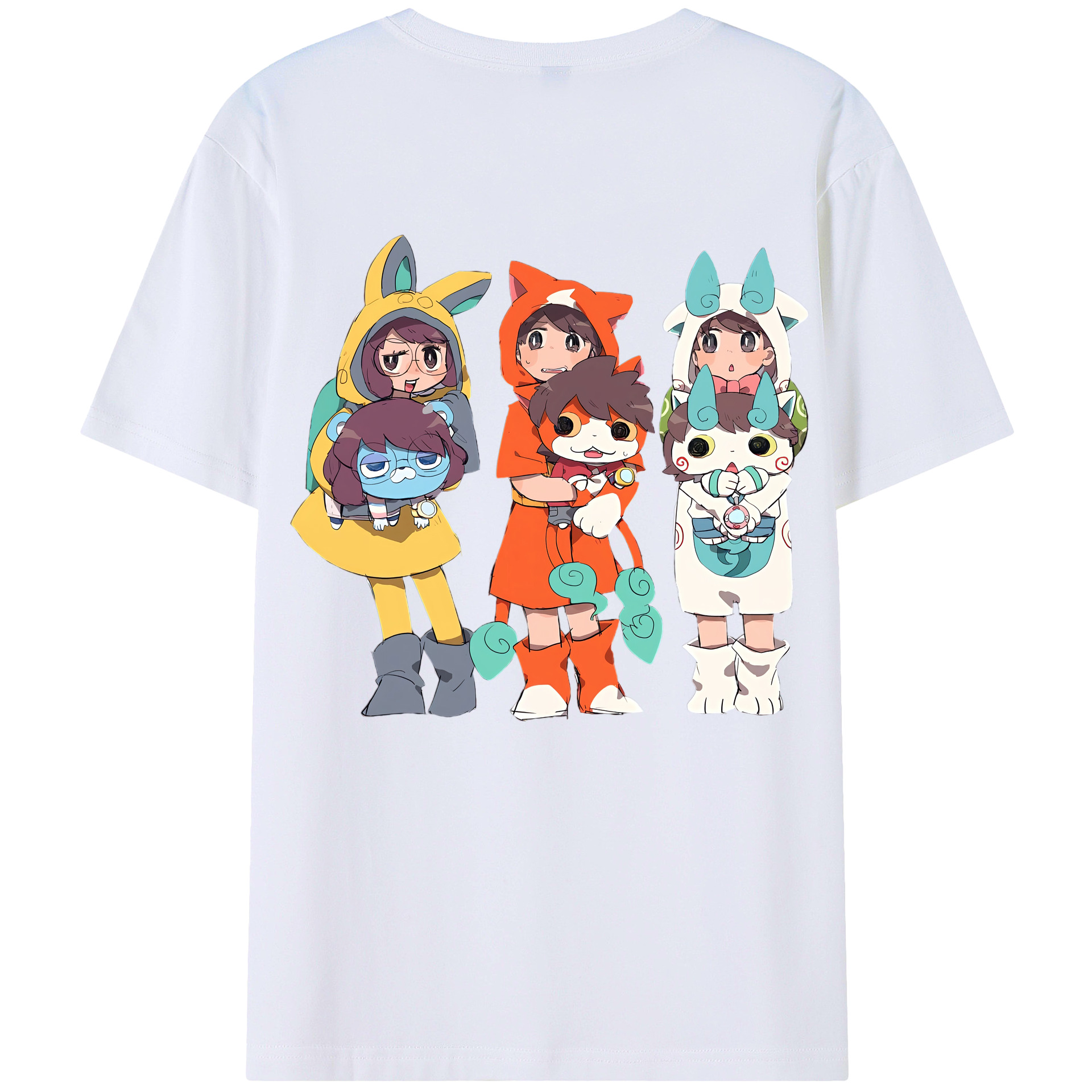 （画像用） 妖怪ウォッチ Yo-kai Watch 綿100％ メンズ半袖Tシャツ（バックプリント） 通気性