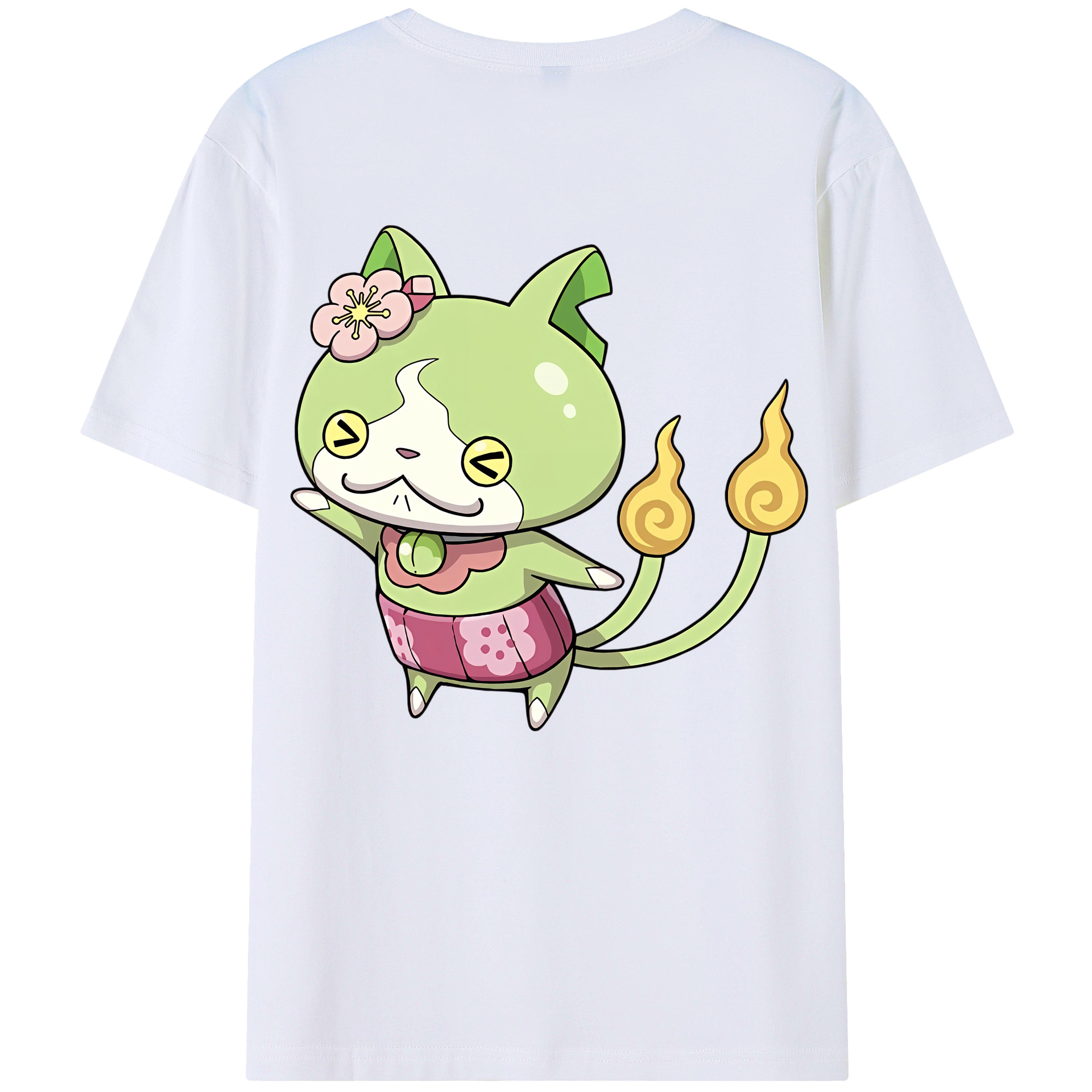 （画像用） 妖怪ウォッチ Yo-kai Watch 綿100％ メンズ半袖Tシャツ（バックプリント） 通気性