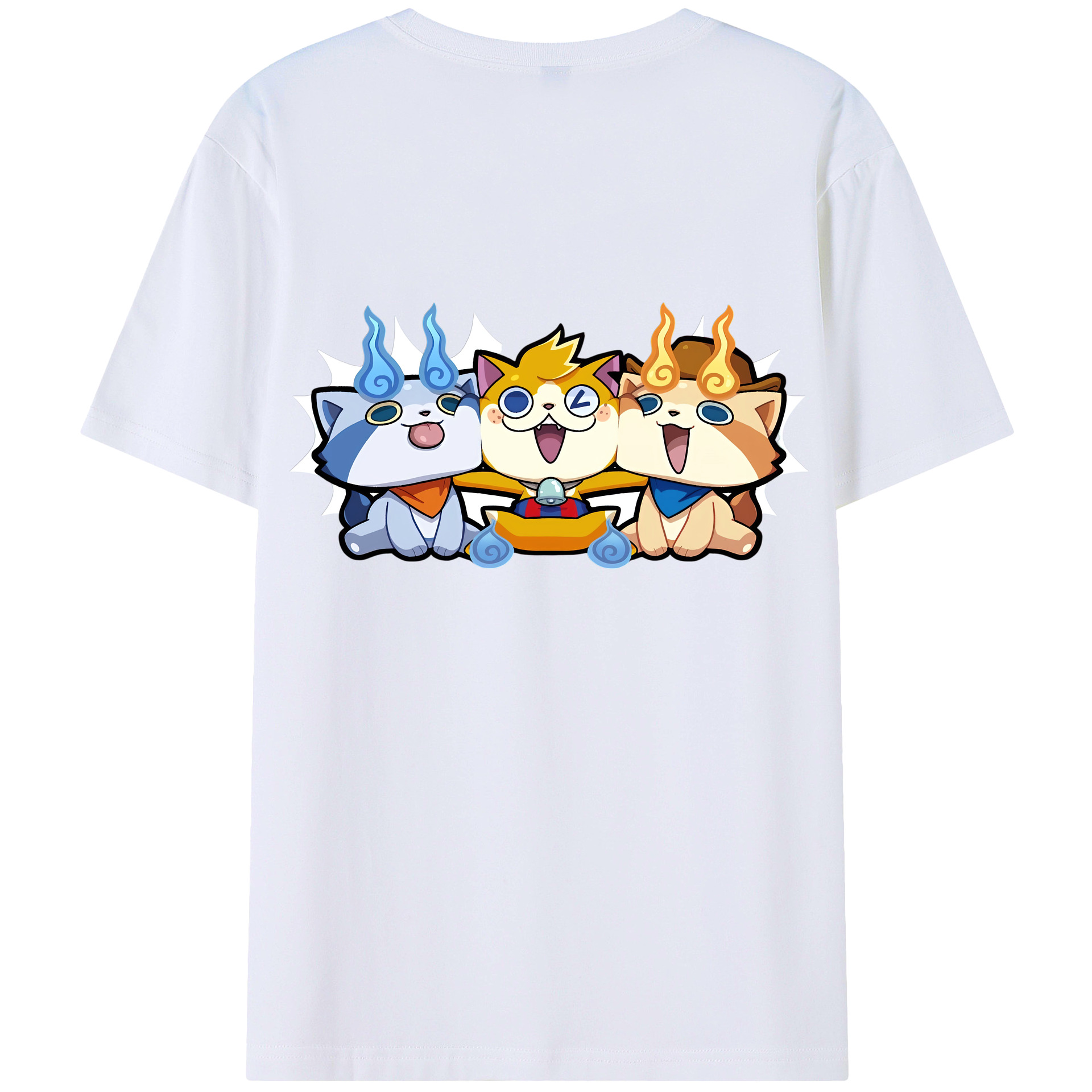 （画像用） 妖怪ウォッチ Yo-kai Watch 綿100％ メンズ半袖Tシャツ（バックプリント） 通気性