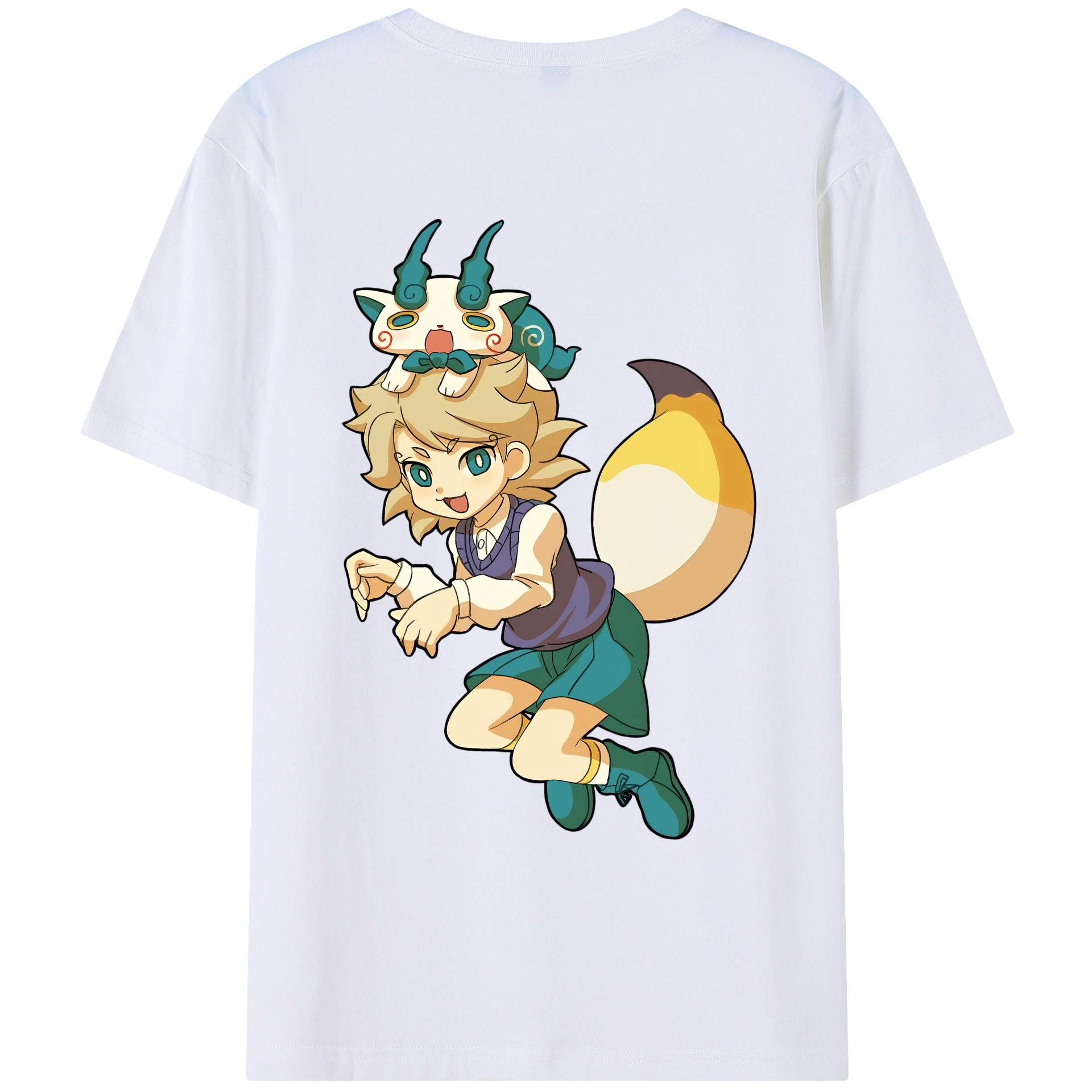 （画像用） 妖怪ウォッチ Yo-kai Watch 綿100％ メンズ半袖Tシャツ（バックプリント） 通気性