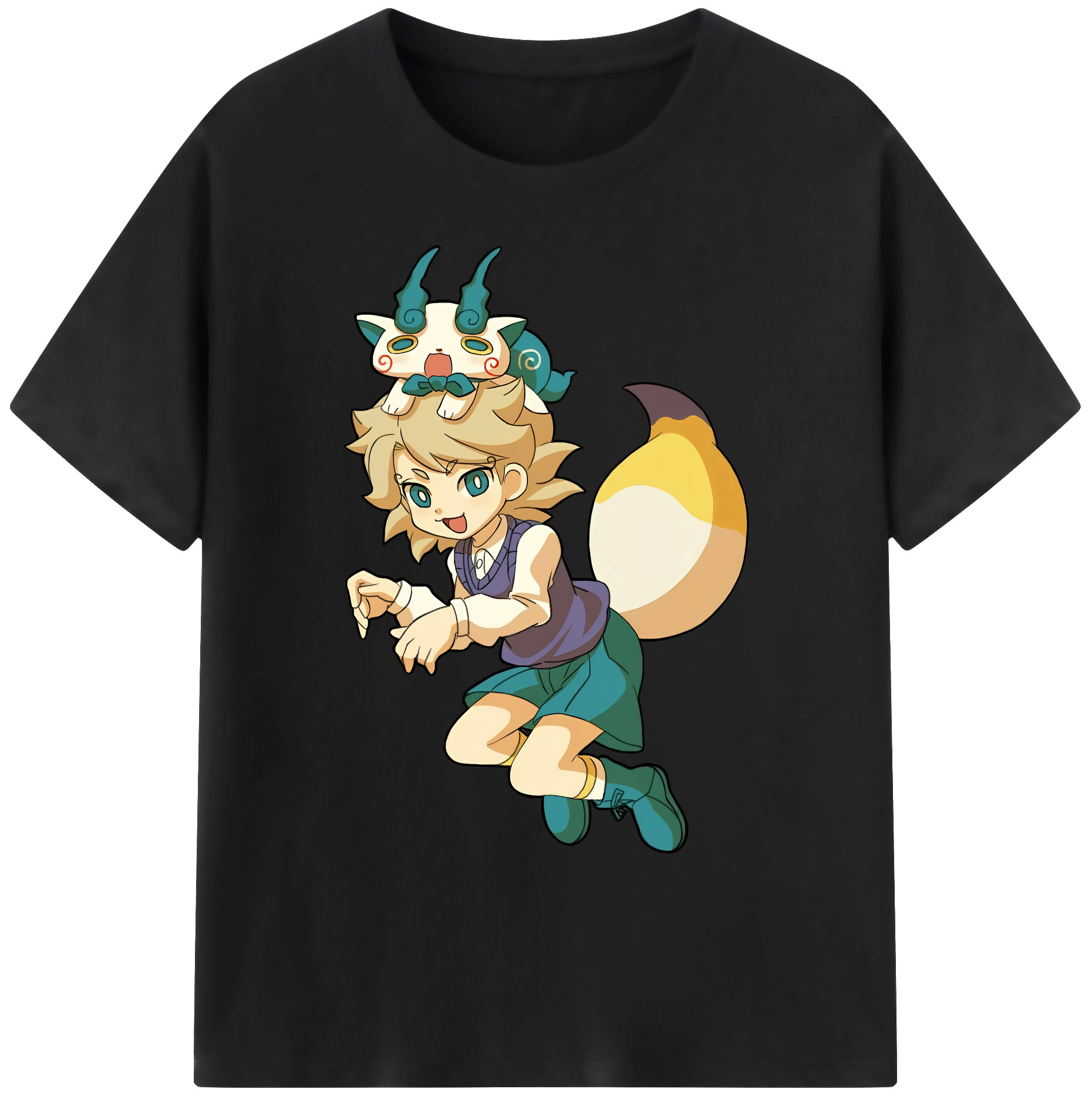 （画像用） 妖怪ウォッチ Yo-kai Watch 綿100％ メンズ半袖Tシャツ｜肌触りやわらか＆通気性