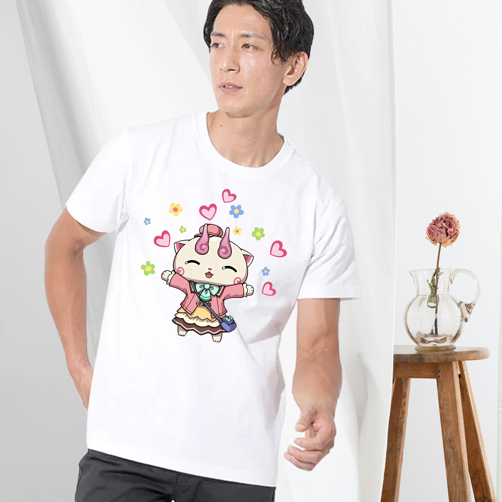 妖怪ウォッチ Yo-kai Watch 綿100％ メンズ半袖Tシャツ｜肌触りやわらか＆通気性