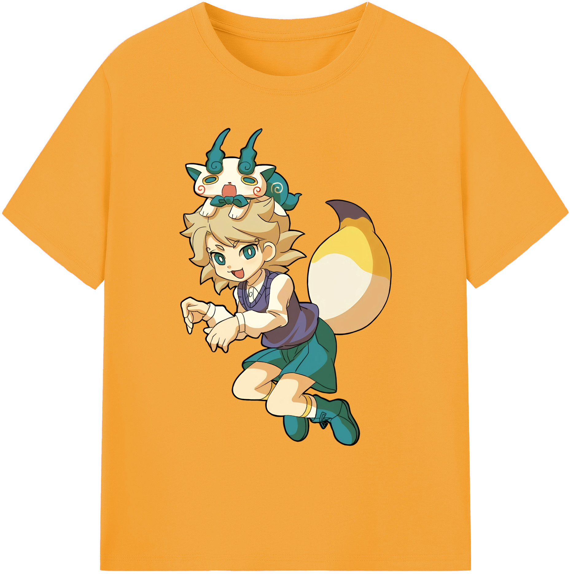 （画像用） 妖怪ウォッチ Yo-kai Watch 綿100％ メンズ半袖Tシャツ｜肌触りやわらか＆通気性