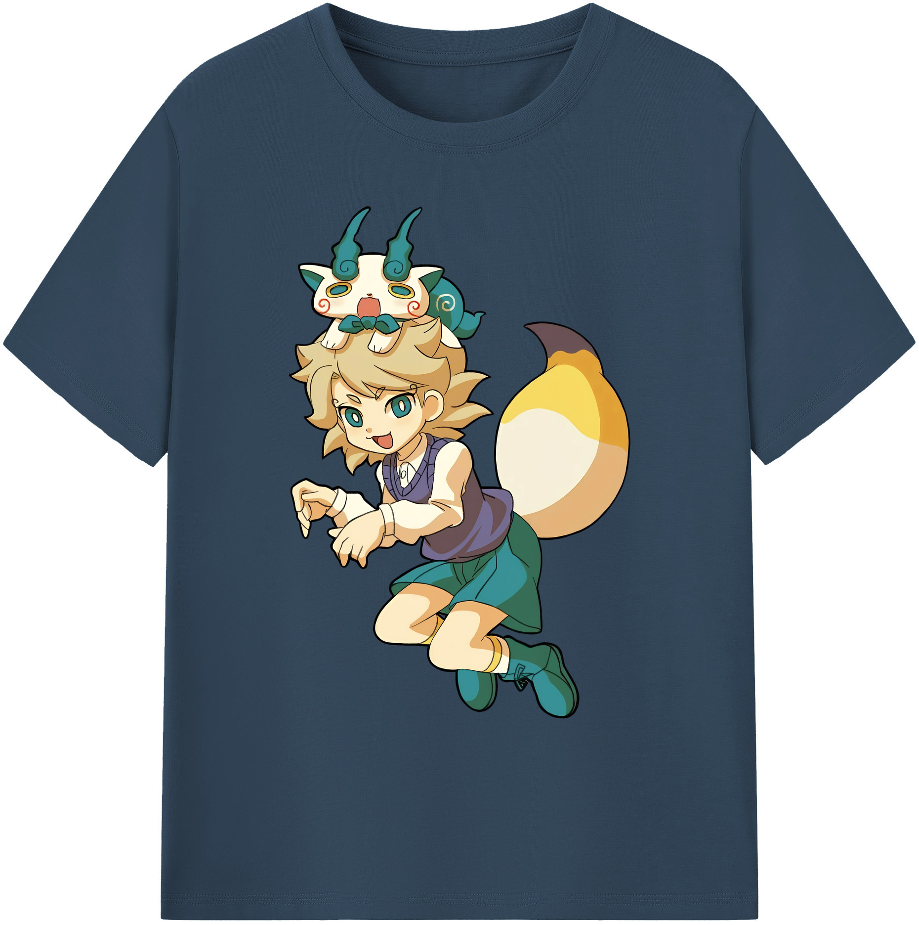 （画像用） 妖怪ウォッチ Yo-kai Watch 綿100％ メンズ半袖Tシャツ｜肌触りやわらか＆通気性