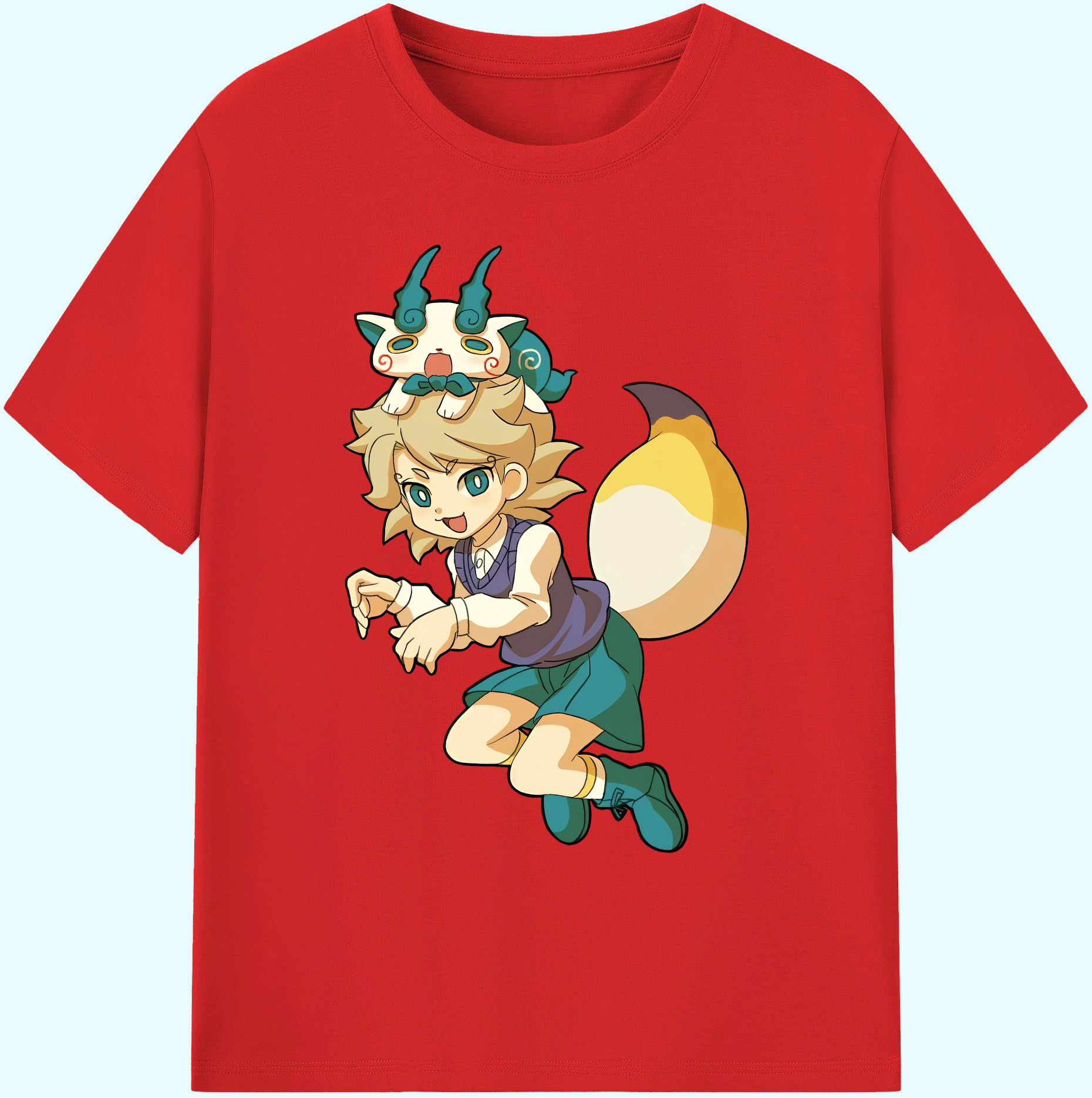 （画像用） 妖怪ウォッチ Yo-kai Watch 綿100％ メンズ半袖Tシャツ｜肌触りやわらか＆通気性