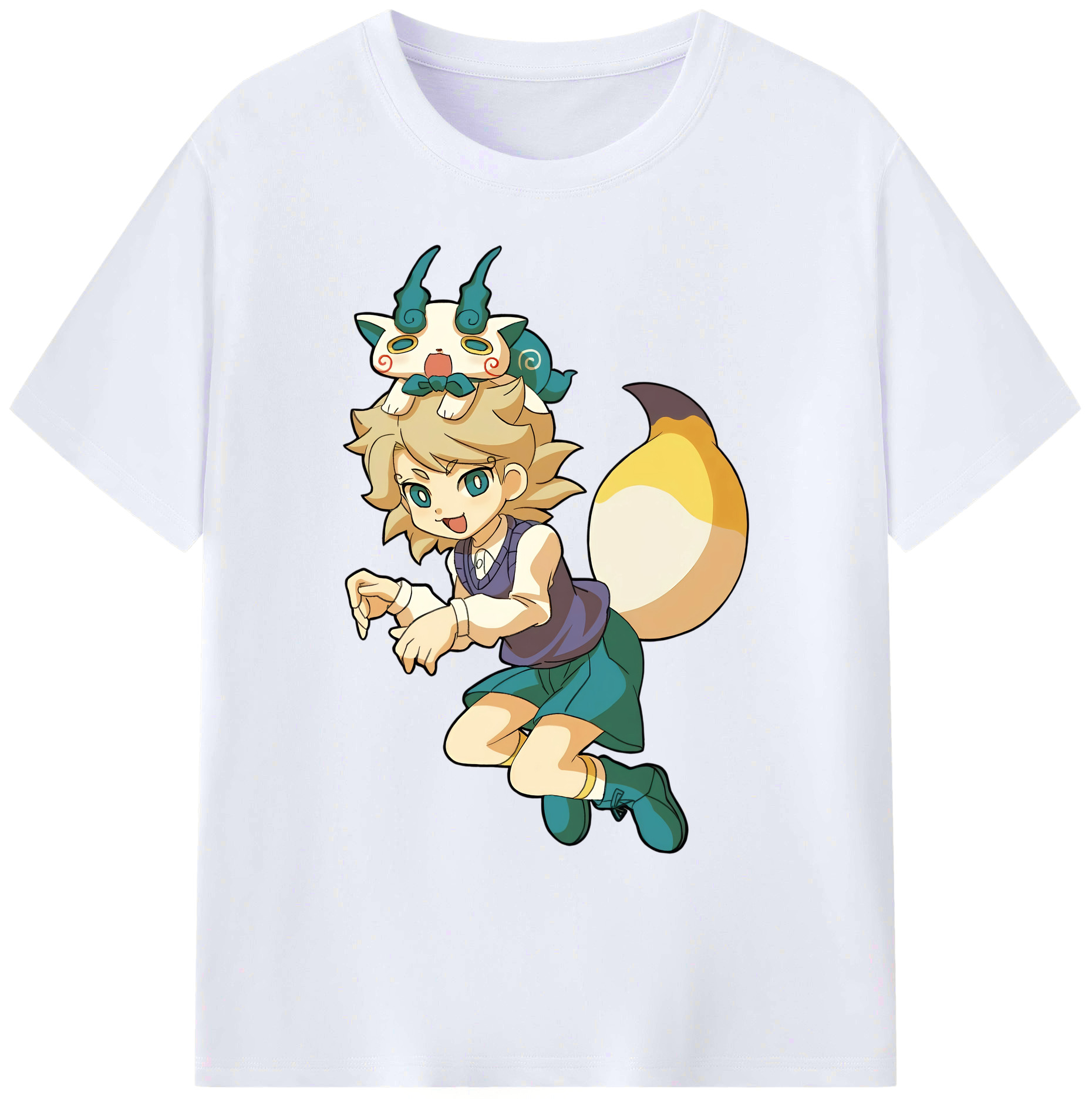 （画像用） 妖怪ウォッチ Yo-kai Watch 綿100％ メンズ半袖Tシャツ｜肌触りやわらか＆通気性